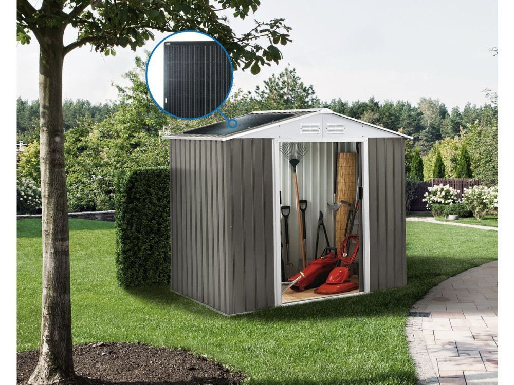 Metallgerätehaus "Dallas"- 2.71 m² mit Solarpanel