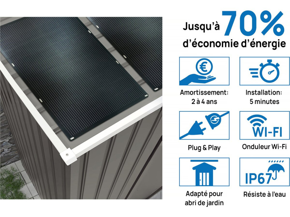 Metallgerätehaus "Dallas"- 2.71 m² mit Solarpanel