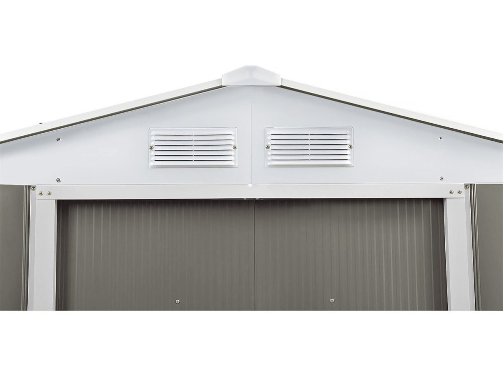 Gerätehaus aus Metall „Dallas“ - 5,29 m² mit Solarpaneelen - Taupe
