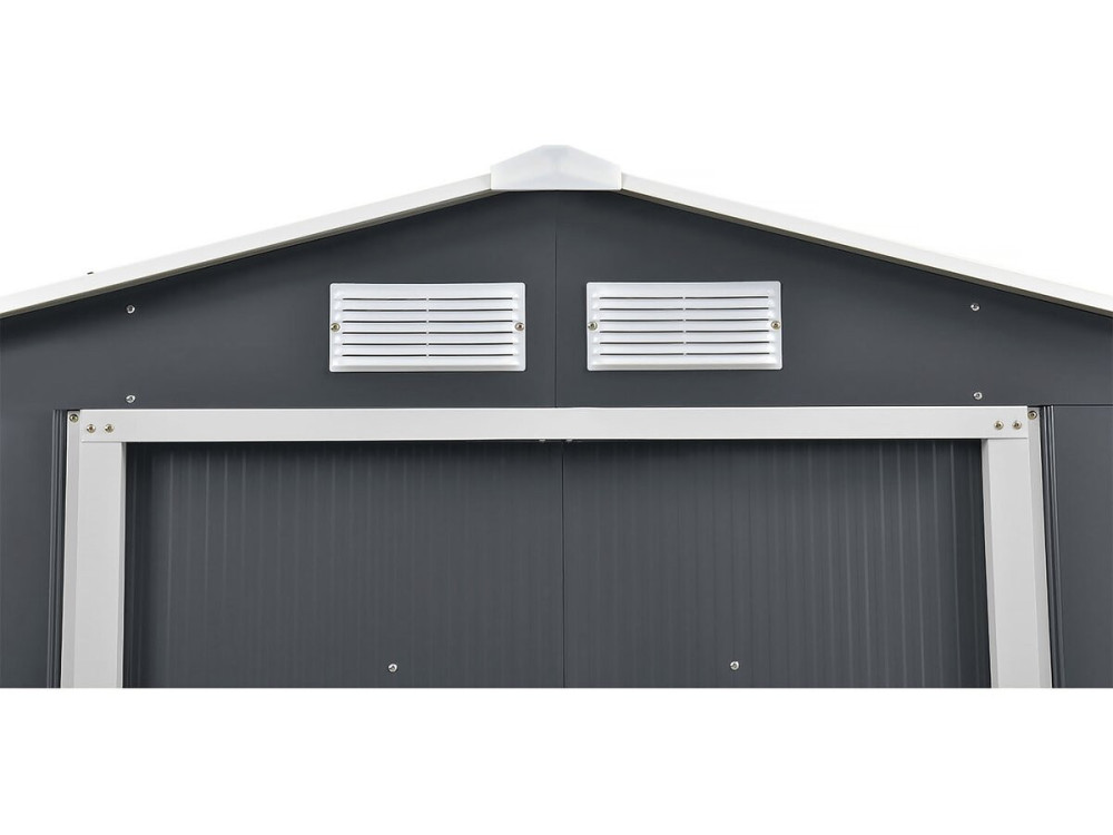 Gerätehaus aus Metall- "Vegas"- 2,7 m² mit Dachrinne und Wasserauffangbehälter - Grau