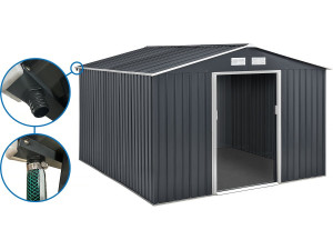 Gerätehaus aus Metall - „Vegas“ 12,98 m² mit Dachrinne - Grau