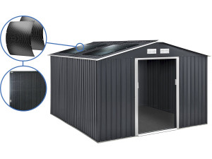 Gerätehaus aus Metall - "Vegas"- 15 m² mit Solarpaneelen - Grau