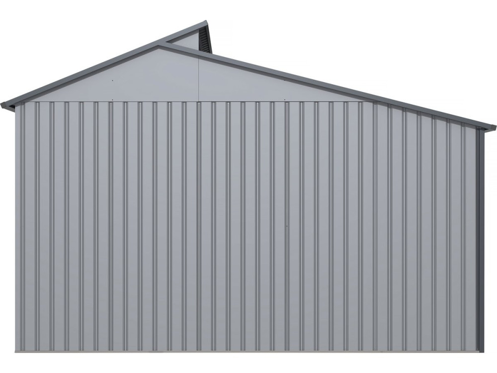 Gerätehaus aus Metall mit Unterstand "Madras" - 9,12 m² - 355 x 257 x 237 cm - Grau