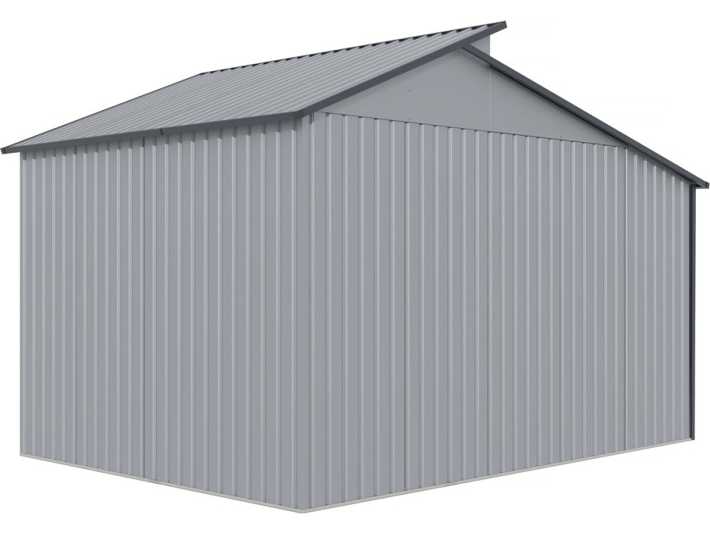 Gerätehaus aus Metall mit Unterstand "Madras" - 9,12 m² - 355 x 257 x 237 cm - Grau