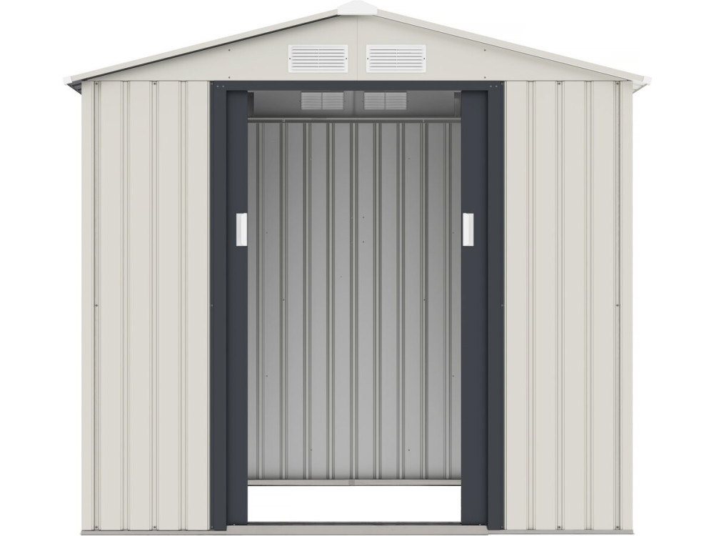 Gerätehaus aus Metall "Nebraska" - 4,07 m² mit Wasserauffangbehälter und Dachrinne