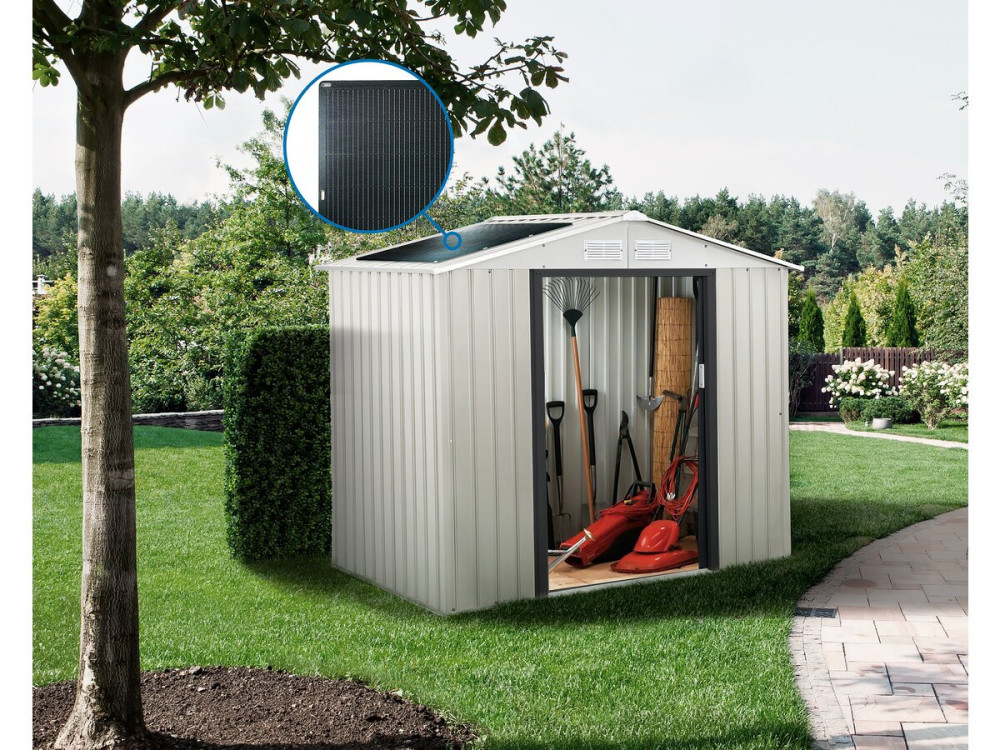 Nebraska Metall-Gartenhaus - 4,07 M² mit Solarmodulen