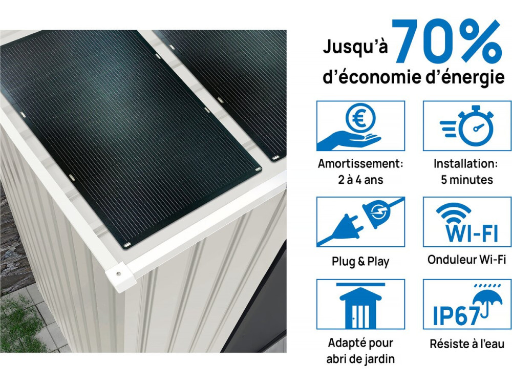 Nebraska Metall-Gartenhaus - 4,07 M² mit Solarmodulen