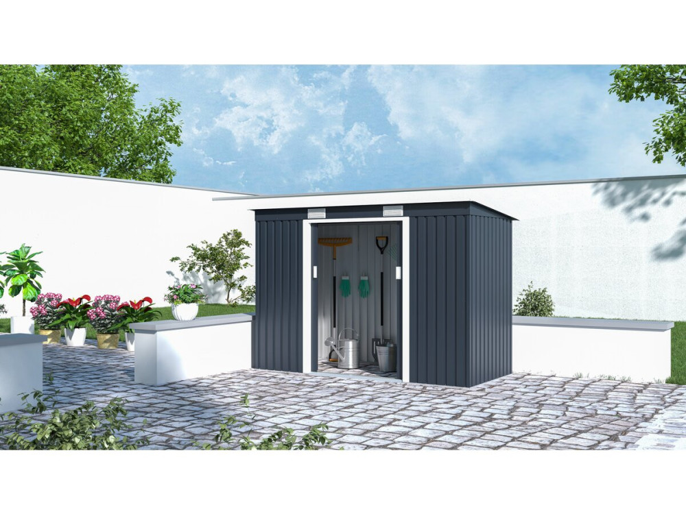 Gerätehaus aus Metall mit abfallendem Dach "Austin" - 3,14 m² - Grau