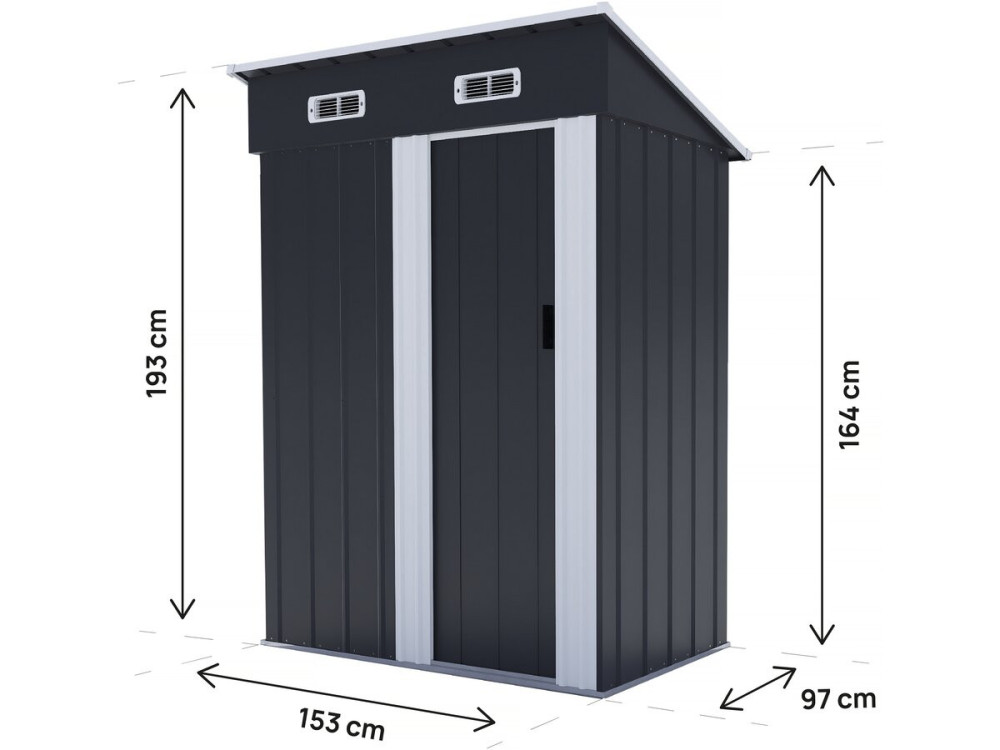 Metallgerätehaus Schiebetür "Memphis" - 1,36 m² - Grau