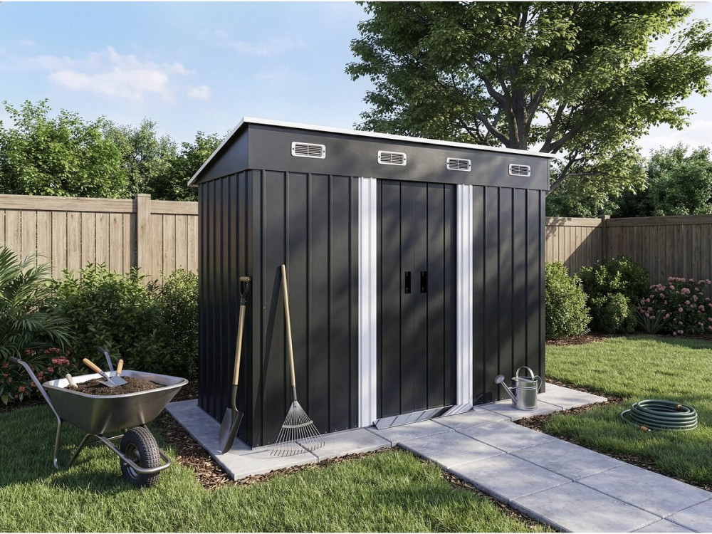 Metallgerätehaus mit Pultdach "Denver" - 3,32 m² - Grau