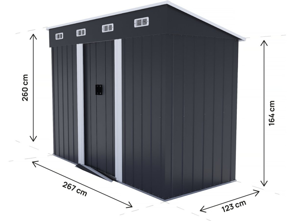 Metallgerätehaus mit Pultdach "Denver" - 3,32 m² - Grau
