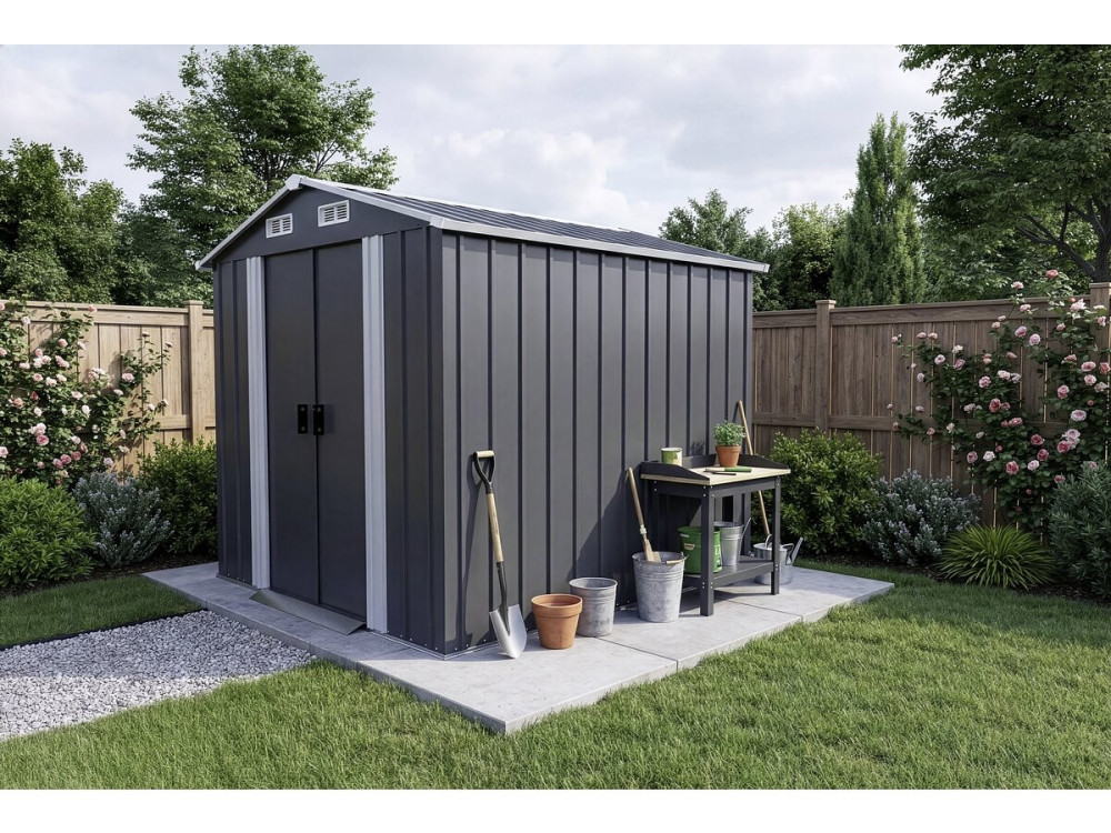 Metallgerätehaus mit Schiebetüren "Boston" - 4.12 m² - Grau