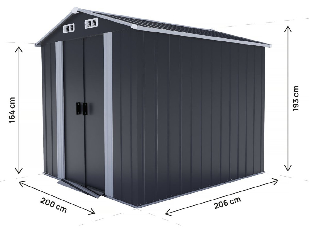 Metallgerätehaus mit Schiebetüren "Boston" - 4.12 m² - Grau