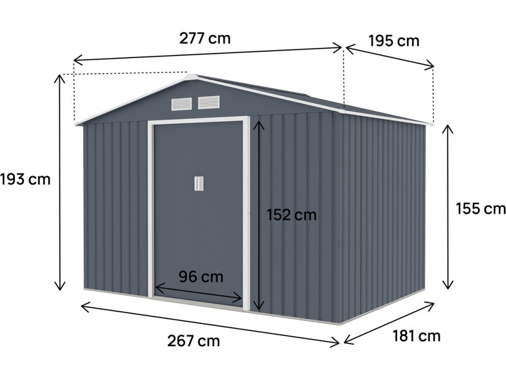 Metall-Gartenhaus "Vegas II" - 5,29 m² - Grau
