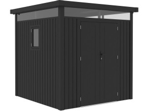 Premium-Gartenhaus aus Metall mit Flachdach und Flügeltür „Lexinton“ – 5,29 m² – Grau
