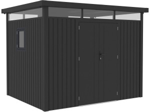 Premium-Gartenhaus aus Metall mit Flachdach und Flügeltür „Lexinton“ – 6,76 m² – Grau