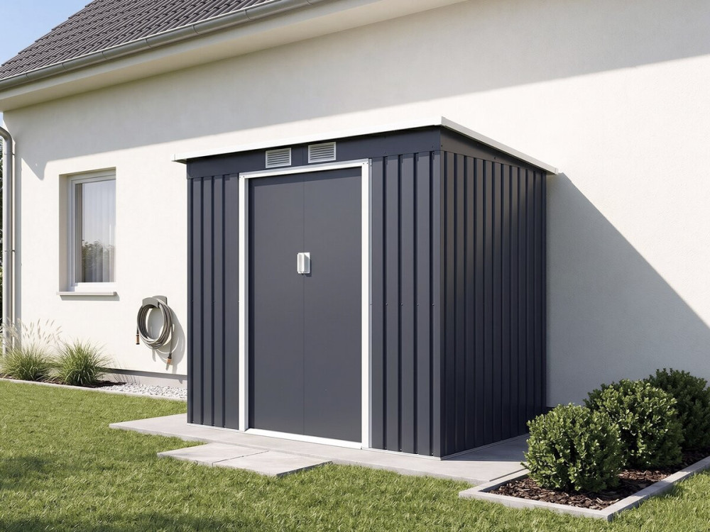 Gartenhaus aus Metall mit einseitigem Metalldach „Orlando“ – 2,81 m² – Grau