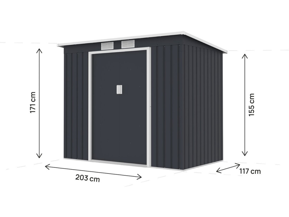 Gartenhaus aus Metall mit einseitigem Metalldach „Orlando“ – 2,81 m² – Grau