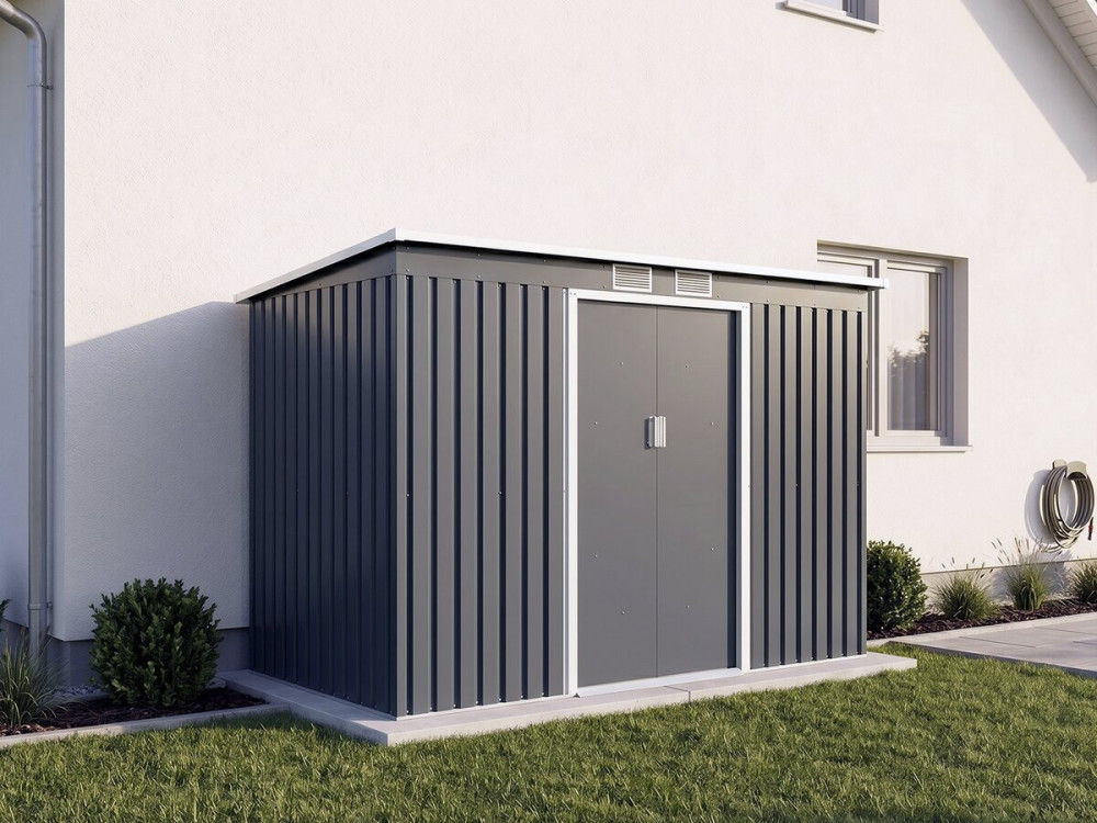 Gartenhaus aus Metall mit Pultdach „Orlando“ – 3,64 m² – Grau