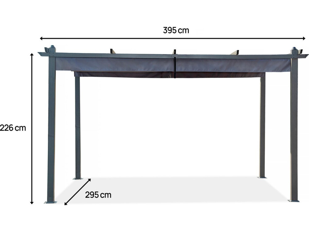 Aluminiumpergola mit ausziehbarem Dach - 3 x 4 m - Anthrazitgrau