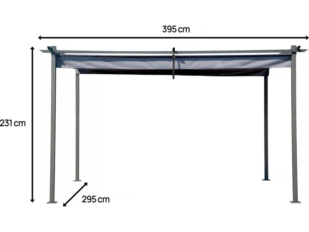 Pergola mit ausziehbarem Dach - 3 x 4 m - Grau