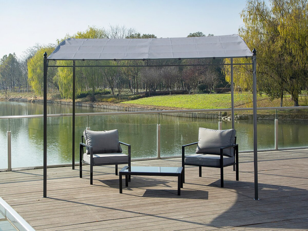 Anbaupergola mit Neigung aus Metall - 3 x 2,5 m - Grau