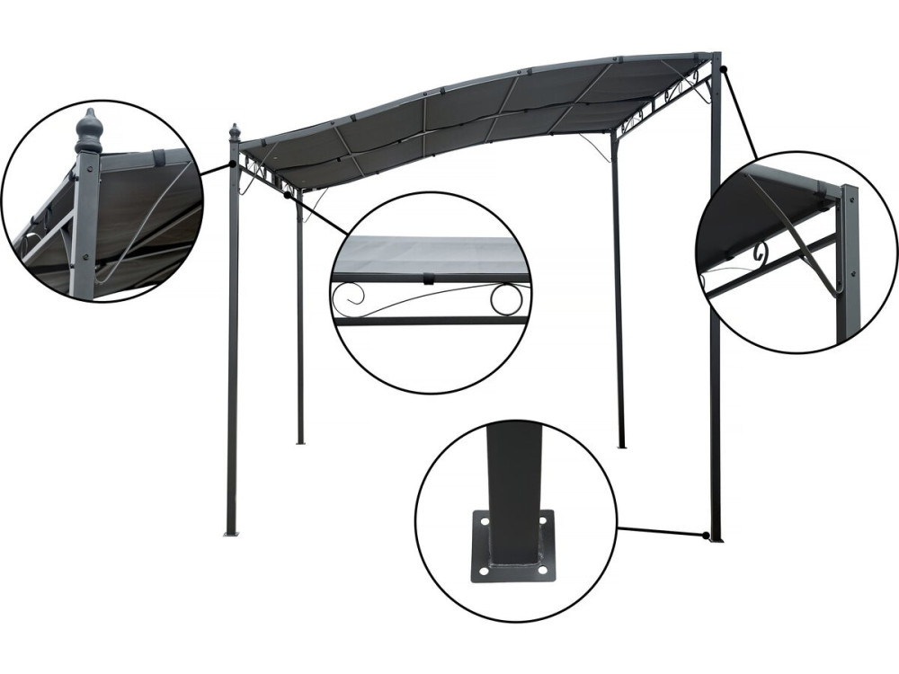 Anbaupergola mit Neigung aus Metall - 3 x 2,5 m - Grau