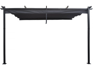 Anbaupergola aus Aluminium mit ausziehbarem Dach-  3 x 4 m -  Grau