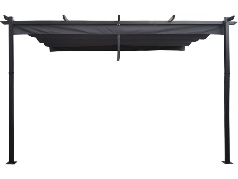 Anbaupergola aus Aluminium mit ausziehbarem Dach-  3 x 4 m -  Grau