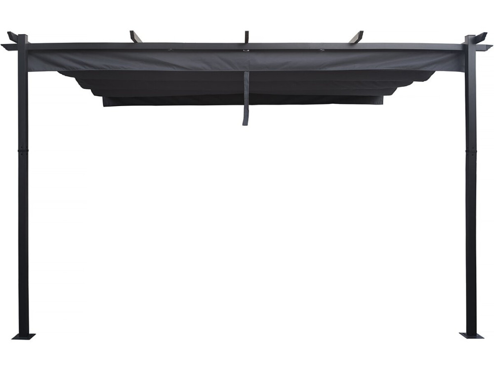Anbaupergola aus Aluminium mit ausziehbarem Dach-  3 x 4 m -  Grau