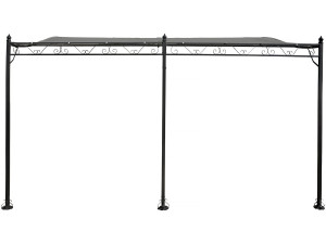 Anbaupergola gebogen aus Metall - 3 x 4 m - Grau