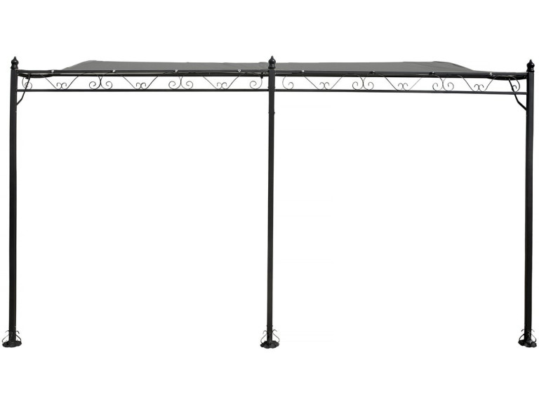 Anbaupergola gebogen aus Metall - 3 x 4 m - Grau