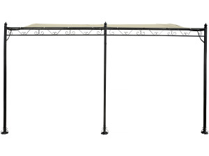 Pergola Laube angelehnt aus Metall - 3 x 4 m - Beige