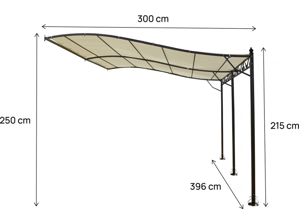 Pergola Laube angelehnt aus Metall - 3 x 4 m - Beige