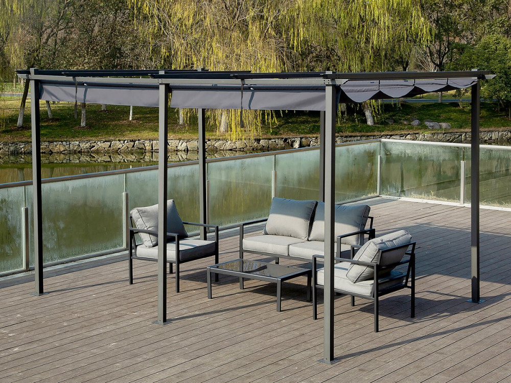 Metallpergola mit ausziehbarem Dach - 3 x 6 m - Anthrazit