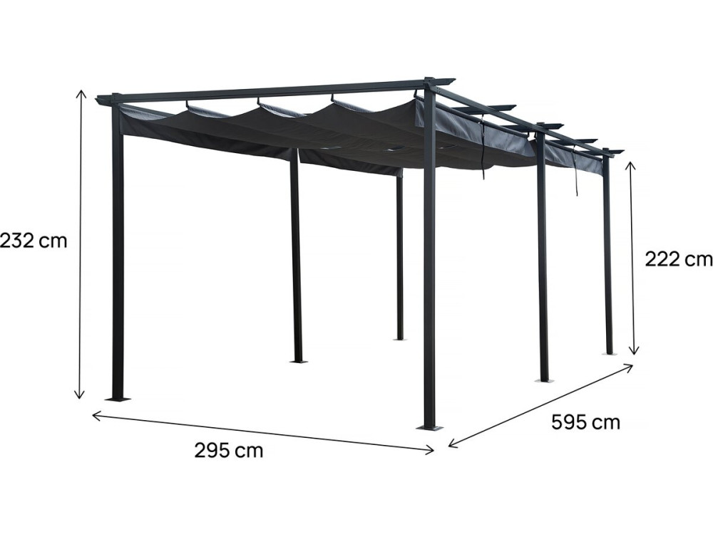 Metallpergola mit ausziehbarem Dach - 3 x 6 m - Anthrazit