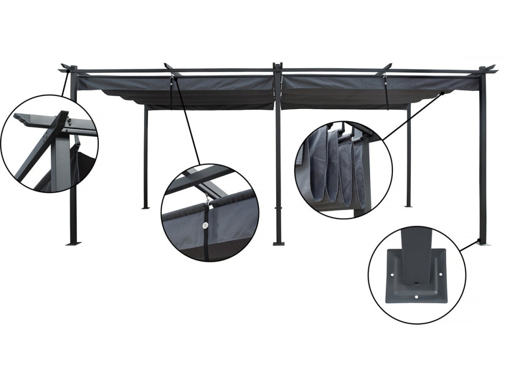 Metallpergola mit ausziehbarem Dach - 3 x 6 m - Anthrazit