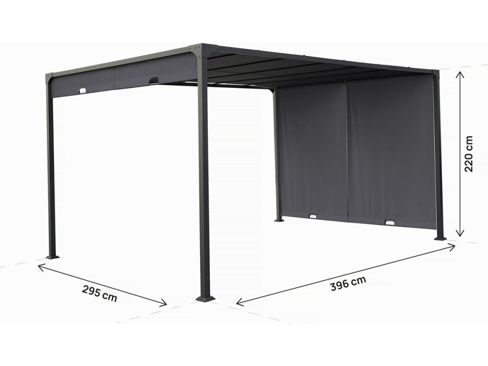 Pergola mit Schiebedach aus Metall "Courtenay" - 3 x 4 m - Grau