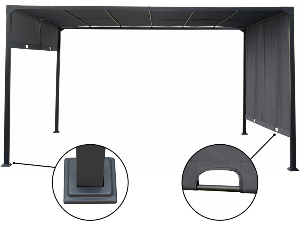 Pergola mit Schiebedach aus Metall "Courtenay" - 3 x 4 m - Grau