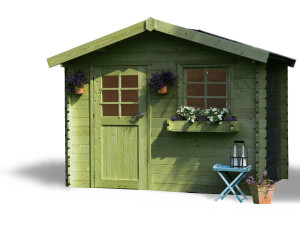 Gartenhaus aus Holz "Sologne" - Modell imprägniert (grün) - 8.88 m² - 2.98 x 2.98 x 2.39 m - 28 mm