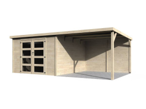 Holzschuppen "Delices" mit Anbau - 17.44 m² - 5.71 x 3.05 x 2.02 m - 28 mm