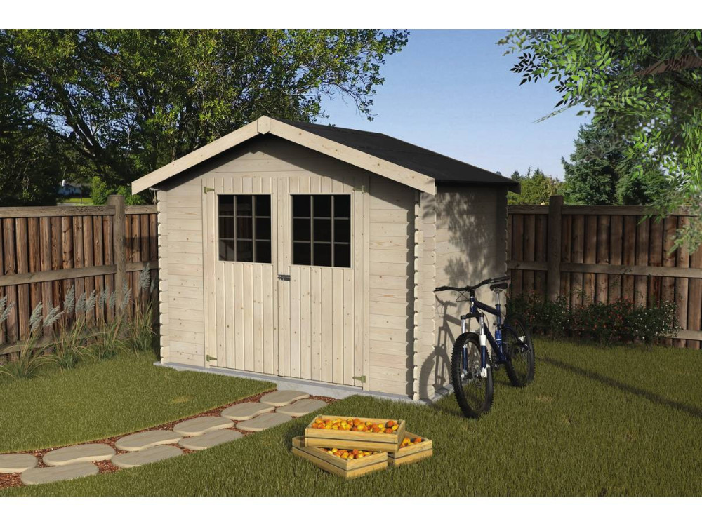 Gartenhaus aus Holz "Flodova" - 5,90 m² - Außenmaße am Boden : 2,98 x 1,98 x 2,32 m - 28 mm