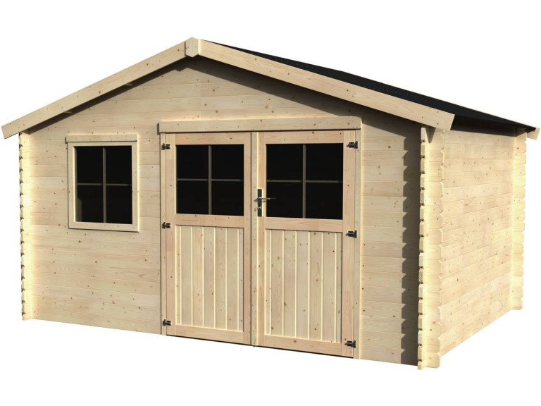 Gartenhaus aus Holz "Flodeal" - 11,86 m² - Außenmaße am Boden - 3,98 x 2,98 x 2,44 m - 28 mm