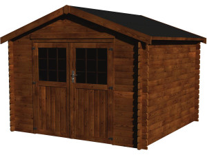 Gartenhaus aus Holz "Valodeal" - 8,88 m² - 2,98 x 2,98 x 2,39 m - 34 mm - Behandlung braun