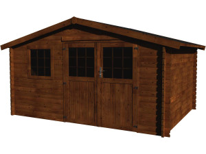 Gartenhaus aus Holz "Vallauris" - 15,84 m² - 3,98 x 3,98 x 2,29 m - 34 mm - Behandlung braun