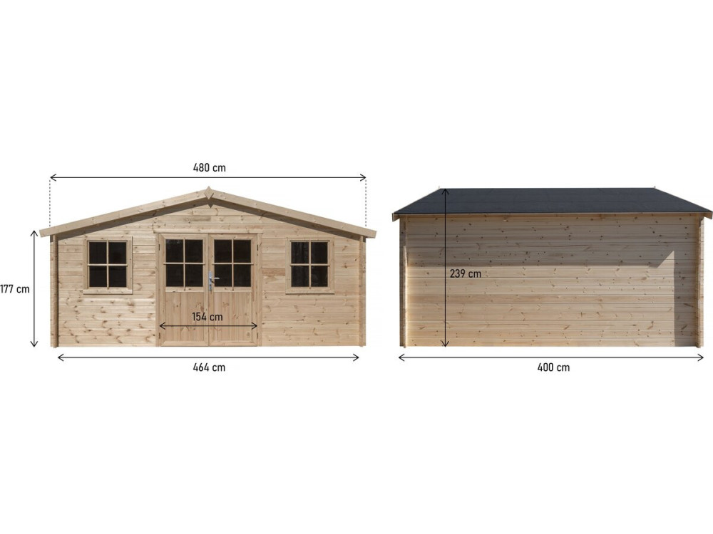 Gartenhaus aus Holz "Alex" - 20,20 m² - 4,80 x 4,00 x 2,39 m - 28 mm