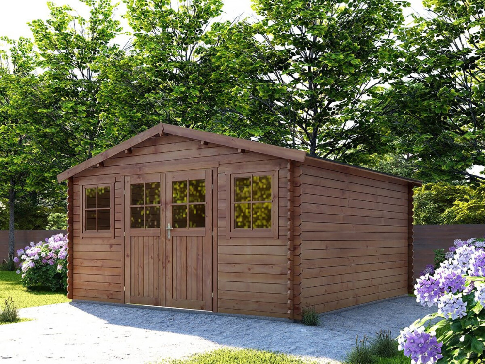 Gartenhaus aus kesseldruckimprägniertem Holz braun "Lormont" - 21,2 m² - 28 mm