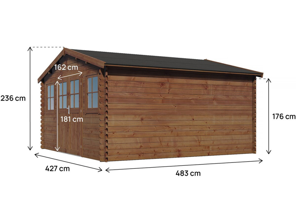 Gartenhaus aus kesseldruckimprägniertem Holz braun "Lormont" - 21,2 m² - 28 mm