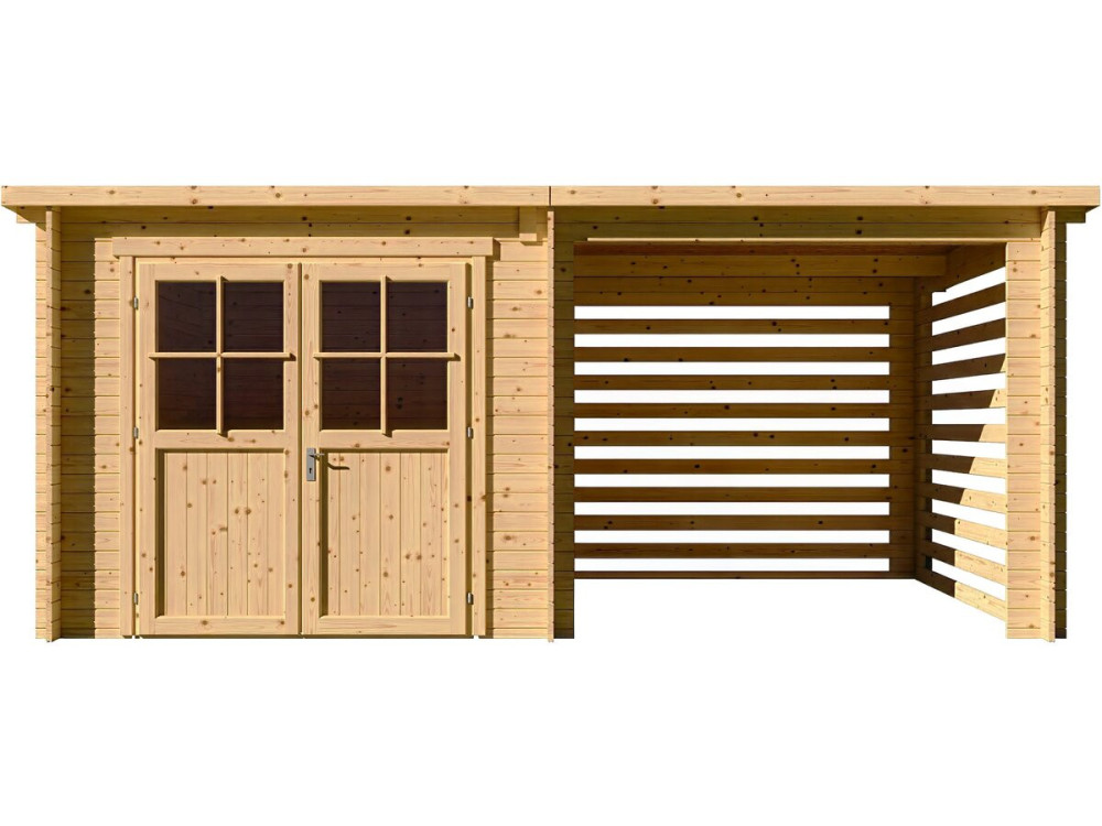 Gartenhaus aus Holz mit Schuppen "Aureval" - 11m² - 2.24 x 5.01 x 2.07 m - 28 mm