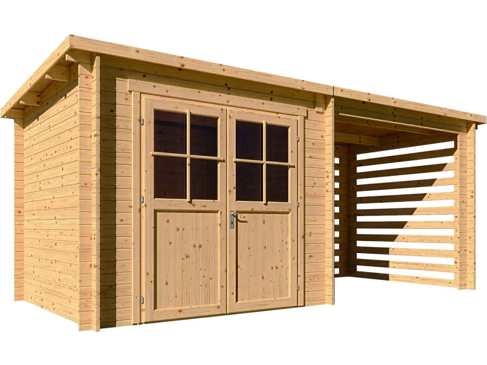 Gartenhaus aus Holz mit Schuppen "Aureval" - 11m² - 2.24 x 5.01 x 2.07 m - 28 mm